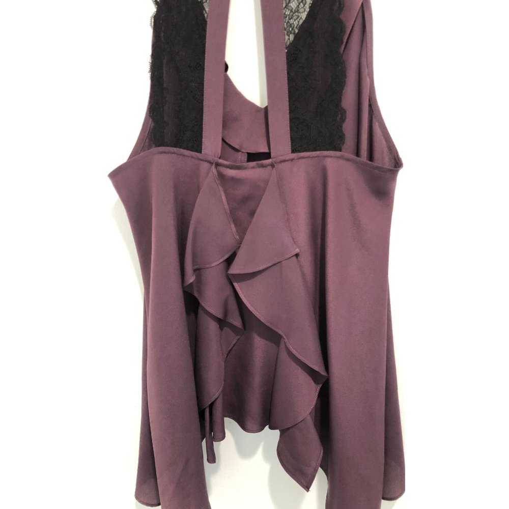 BCBGeneration Plum Ruffle Lace Tank Top - Small - Picture 3 of 8